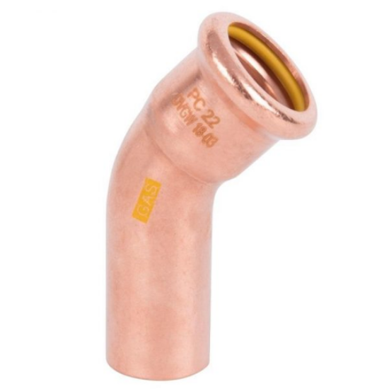 Picture of PCC Press Copper Aquagas 45degrees Street Bend 22mm